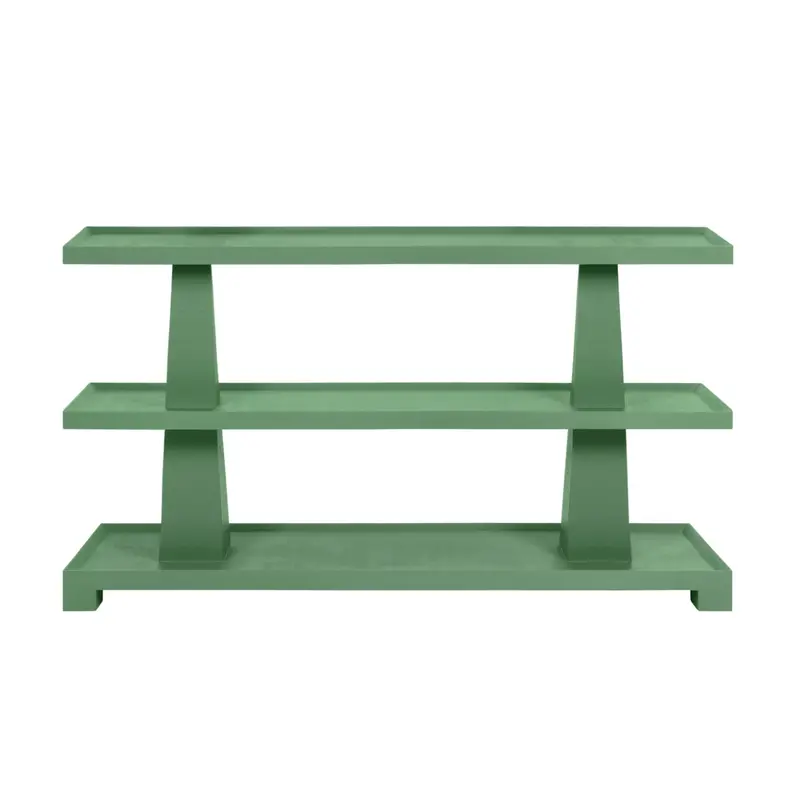 Lowen Three Tier Console Table - Textured Green Linen 1