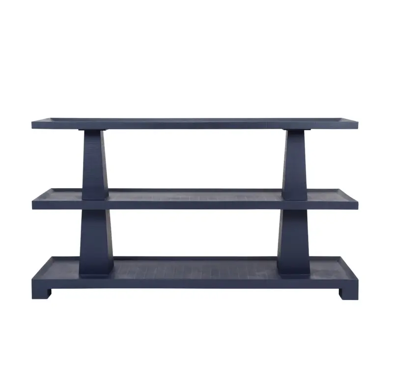 Lowen Three Tier Console Table - Textured Navy Linen 1