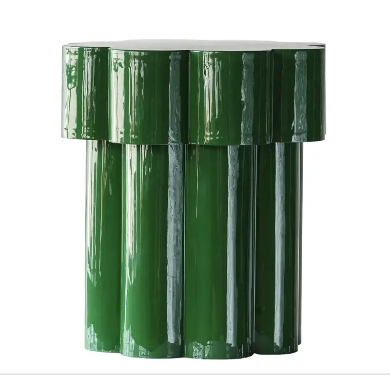 Lucky Glossy Emerald Green Flower Side Table - Matthew Izzo Collection 1