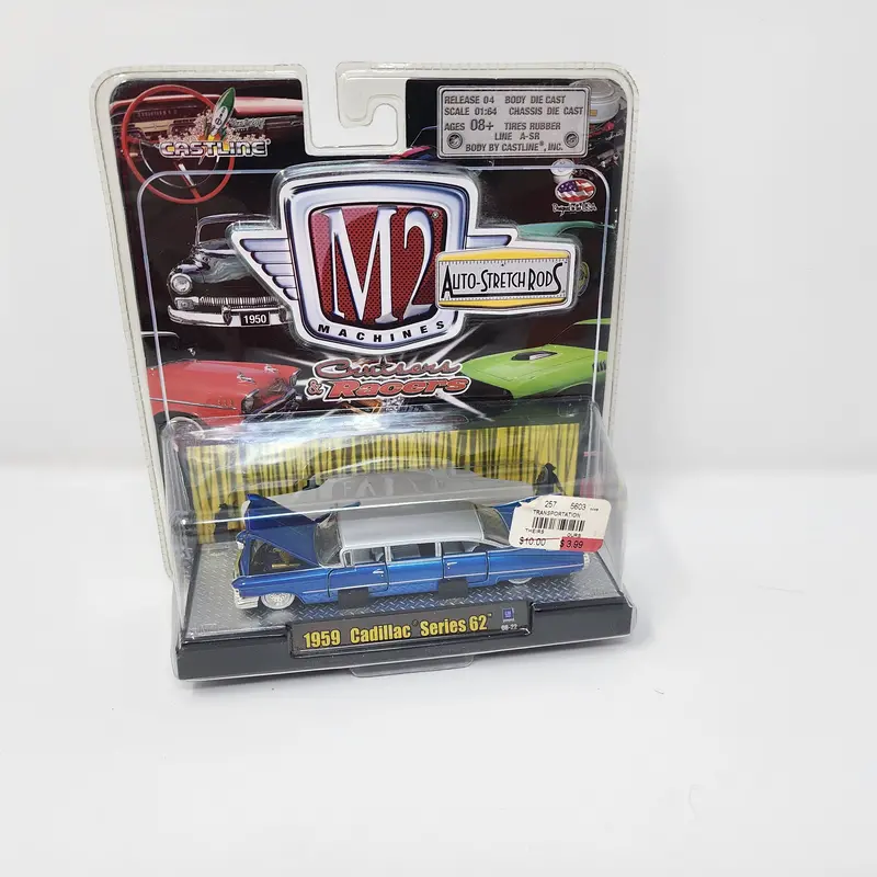M2 Machines Auto-Stretch Rods * 1959 Cadillac Series 62 * Blue 1