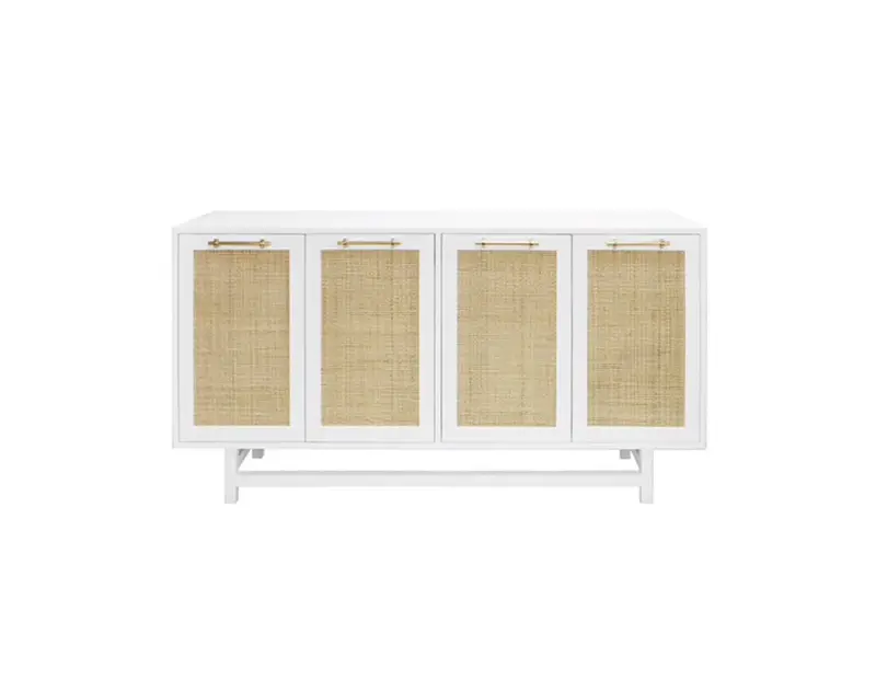 Macon Buffet Cabinet - Matte White Lacquer W/Brass Hardware 1