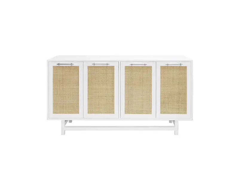 Macon Buffet Cabinet  - Matte White Lacquer W/Nickel Hardware 1