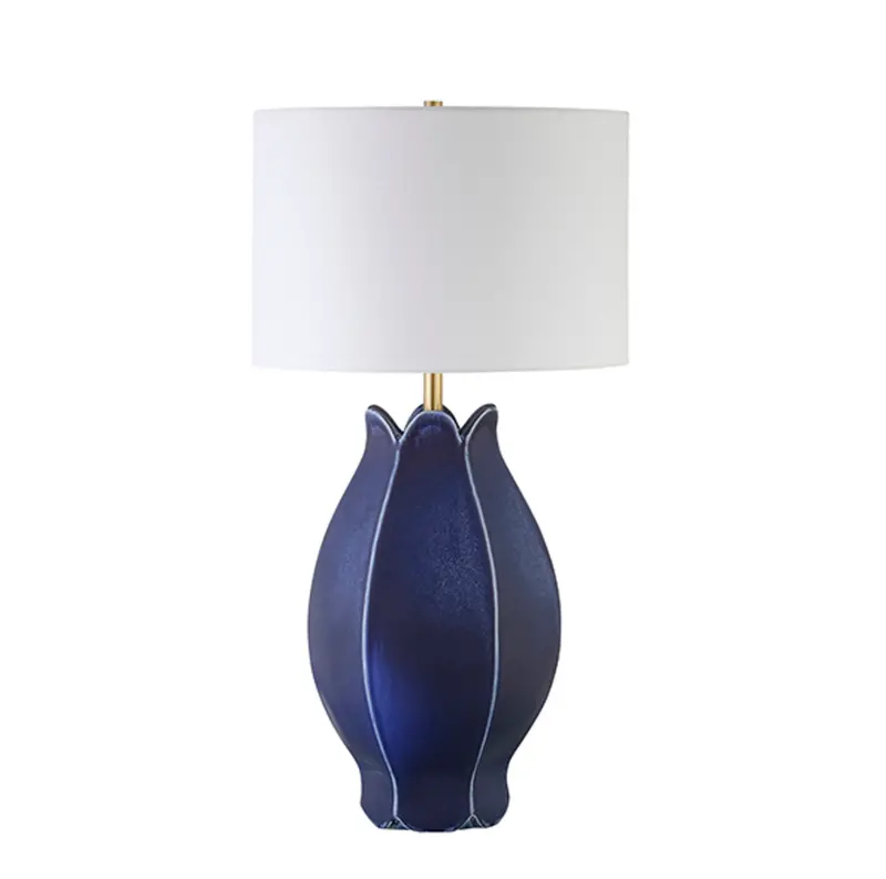 Mae Navy Glazed Ceramic Table Lamp With Shade 2