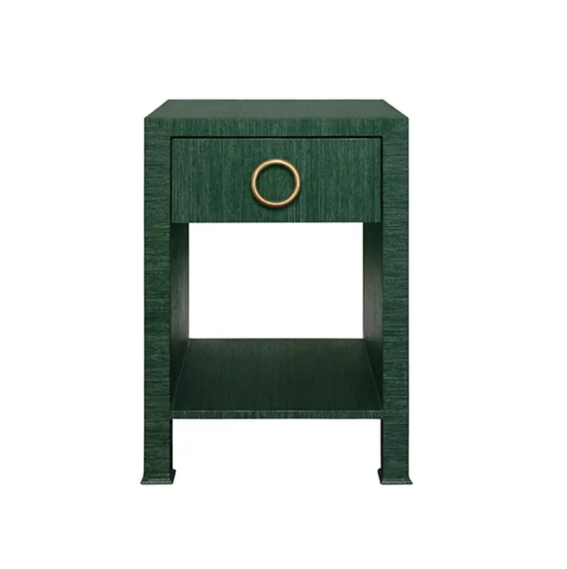 Malcolm One Drawer Side Table - Green Grasscloth 1