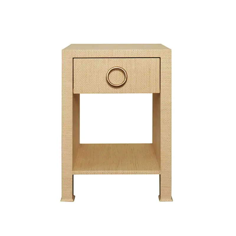 Malcolm One Drawer Side Table - Natural Grasscloth 1