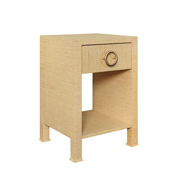 Malcolm One Drawer Side Table - Natural Grasscloth 2