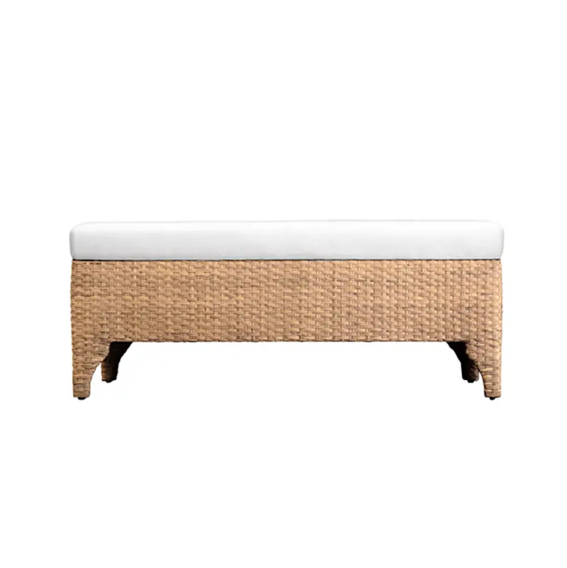 Maldives Water Hyacinth Bench With Ivory Performance Linen Seat 1