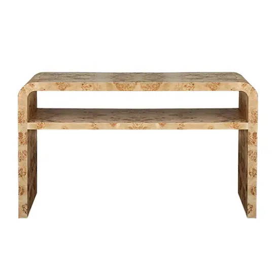 Marshall Waterfall Edge Two Tier Console Table - Burlwood 1