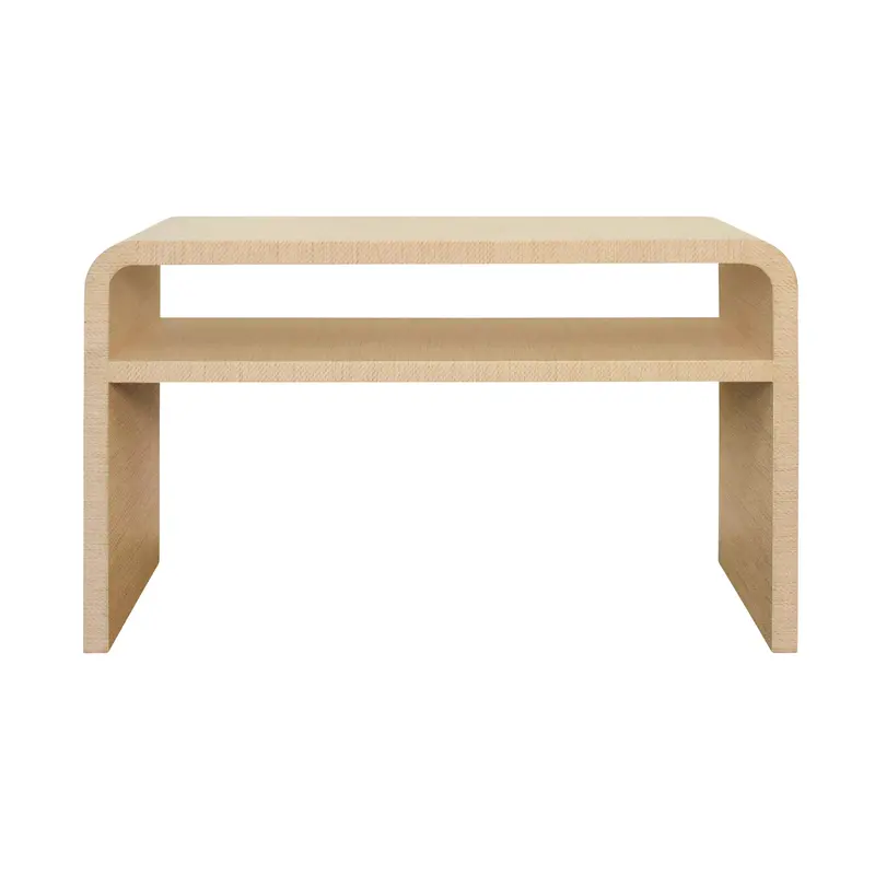 Marshall Waterfall Edge Two Tier Console Table - Natural Grasscloth 1
