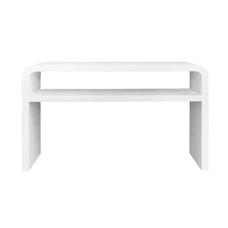 Marshall Waterfall Edge Two Tier Console Table - White Linen 1