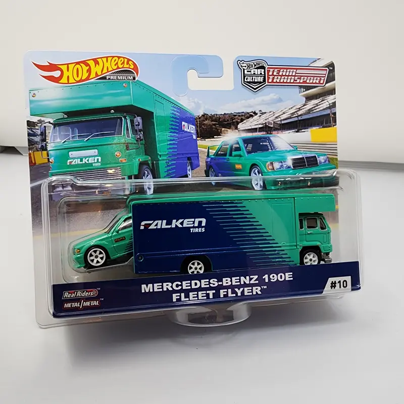 Mercedes-Benz 190E & Fleet Flyer #10 * Hot Wheels Team Transport Car Culture 1