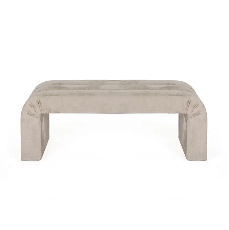 Mercer Channeled Chenille Bench - Taupe 1