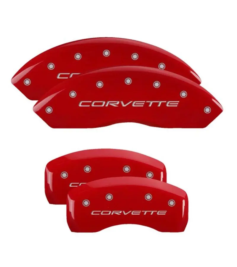 Mgp 4 Caliper Covers Engraved Front & Rear C5/Corvette Red Finish Black 1