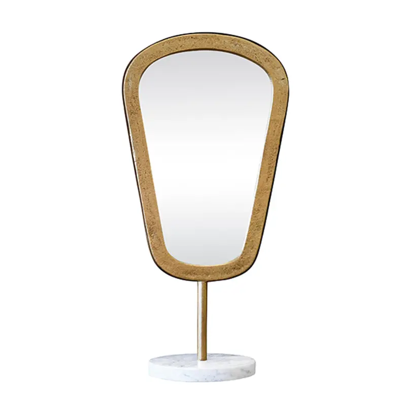 Micah Small Tabletop Mirror - Aged Gold & Marble 1
