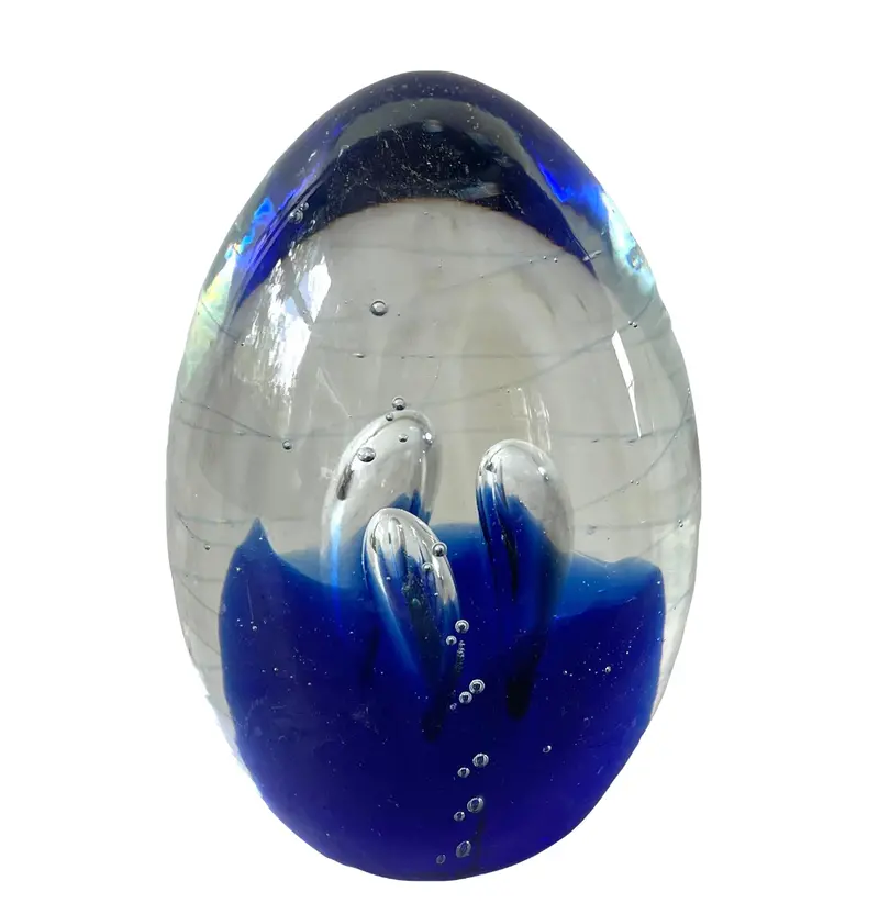 Mid-Century Cobalt Blue Glass Paperweight 1