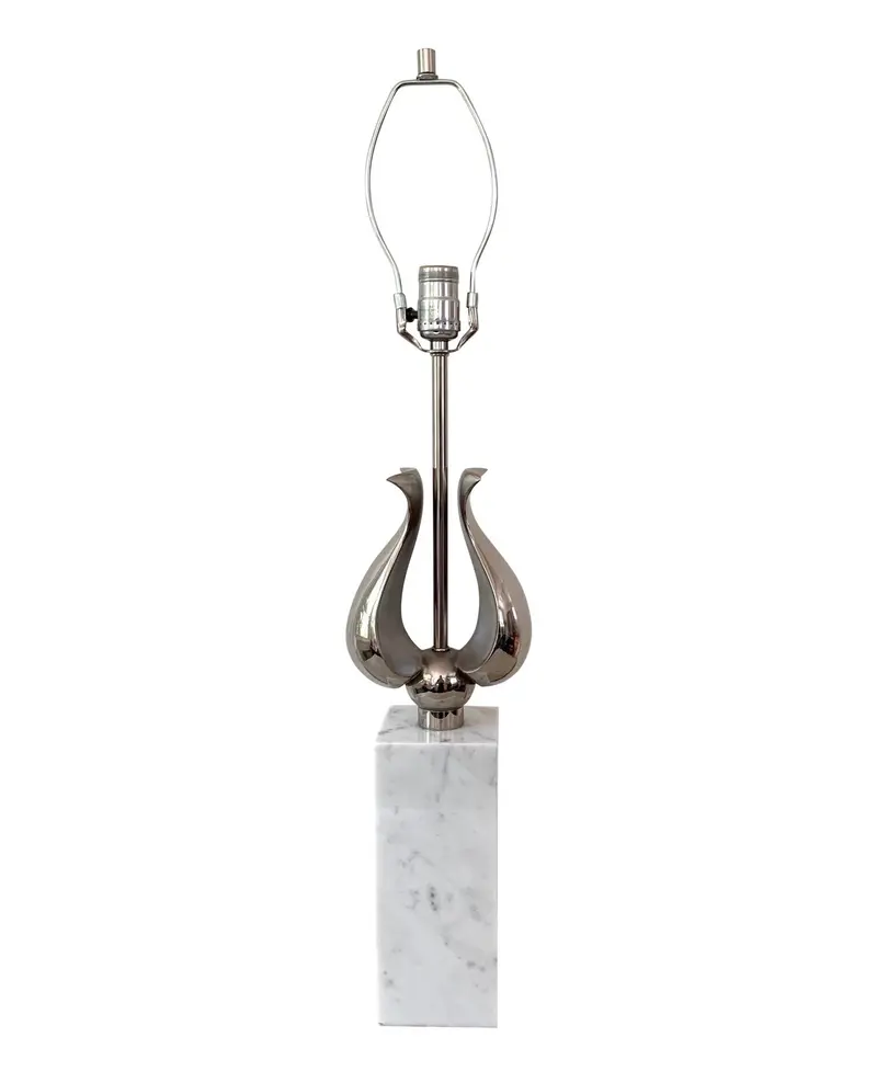 Mid-Century Italian Carrara Marble Table Lamp 1