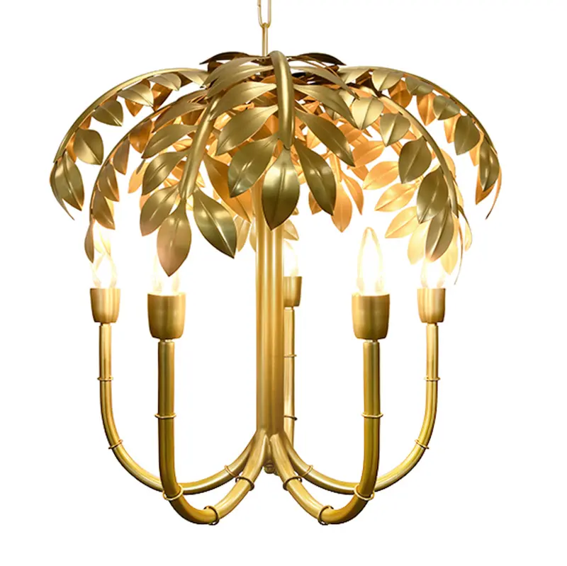 Millie Antique Brass Five Light Palm Tree Chandelier 1