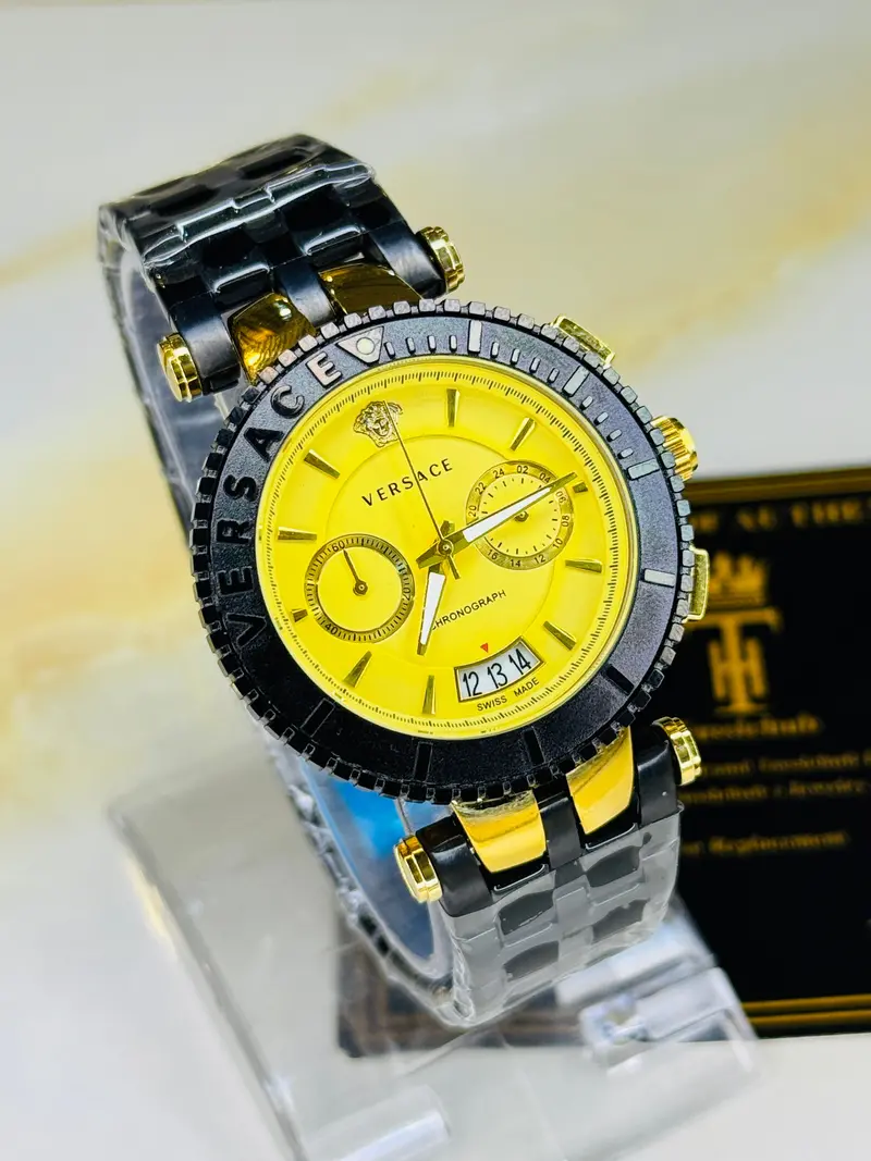 Millionaire Black Versace Gold Chronograph Dial Watch 1
