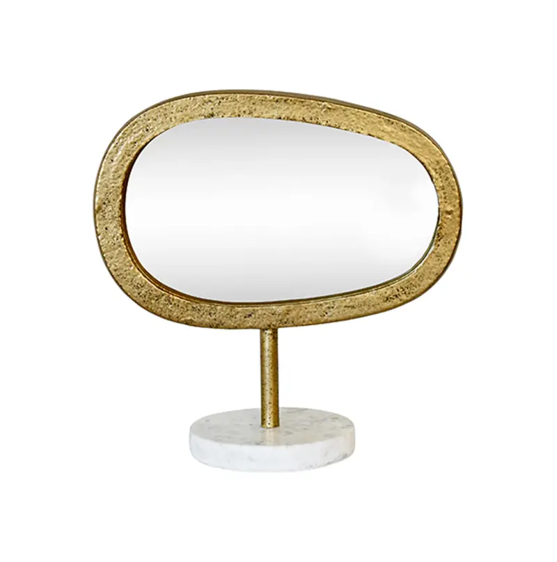 Moe Aged Gold And Marble Tabletop Mirror 1