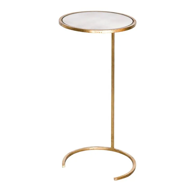 Monaco Metal Drinks Table W/Round Antique Mirror Top 1