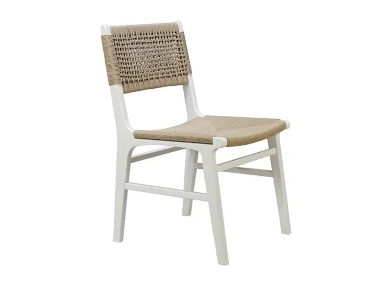 Monroe Rattan Wrapped Dining Chair - Matte White Lacquer 1