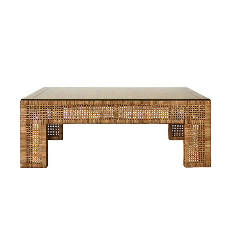 Montauk Rattan & Glass Coffee Table 1