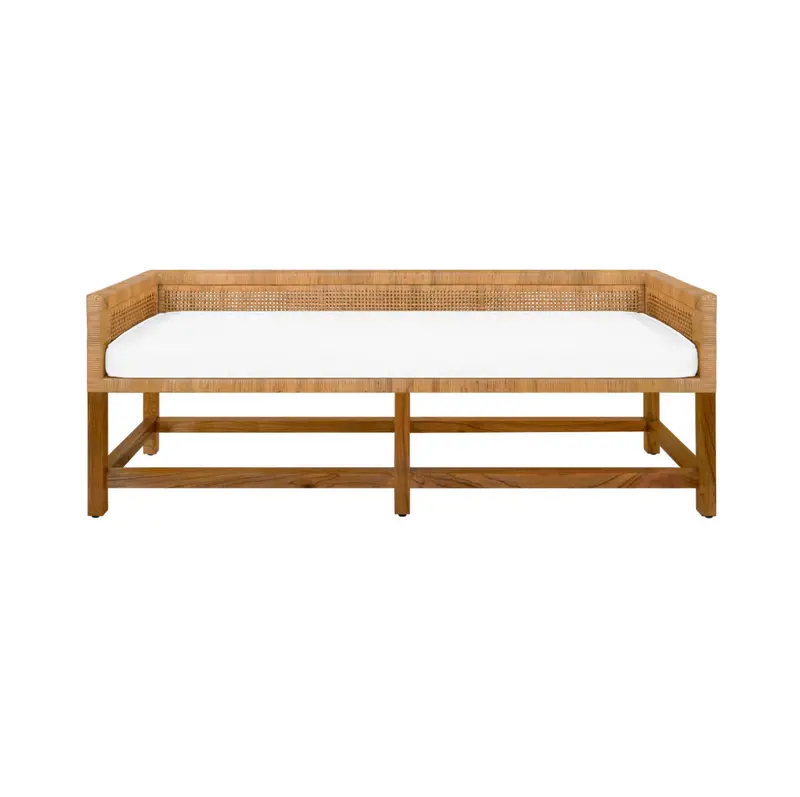 Monterey Cane Bench With Ivory Linen Cushion 1