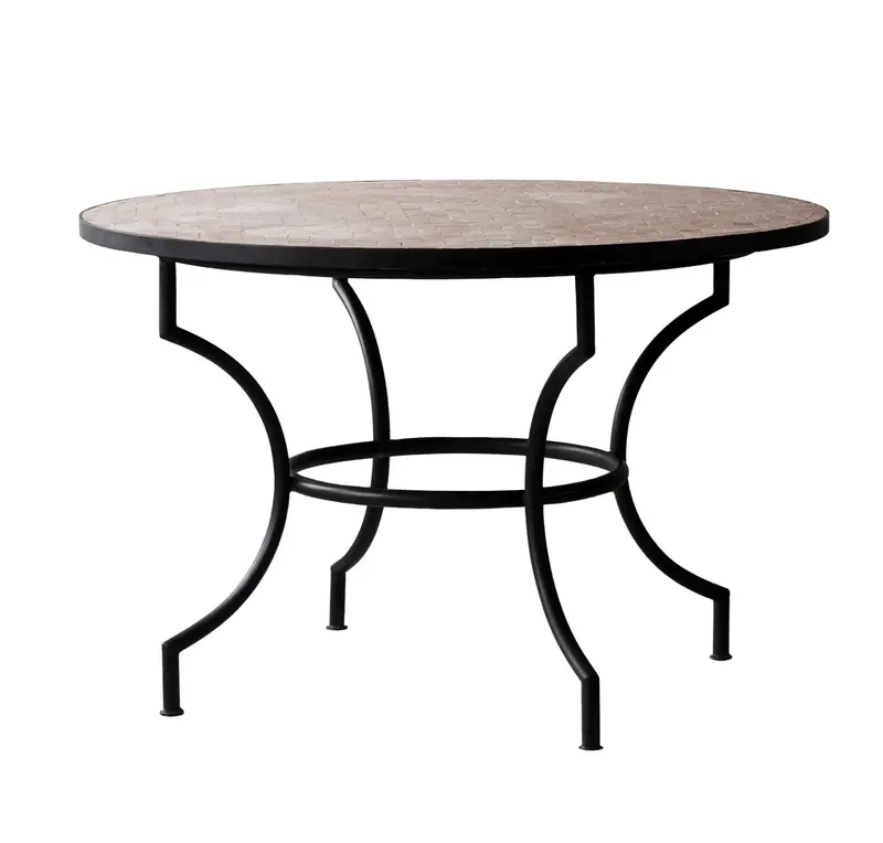 Moroccan Zellige Tile Bistro Table With Unglazed Pink Tiles - Four Size Options 4
