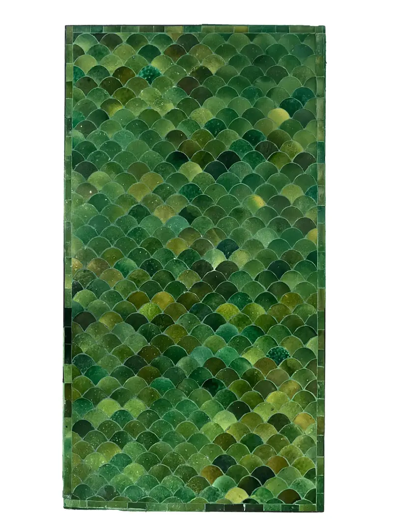 Moroccan Zellige Tile Coffee Table With Tamegroute Green Tiles 1