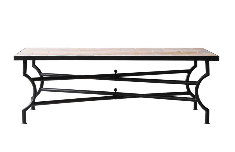 Moroccan Zellige Tile Coffee Table - Yellow And White Stripes 1