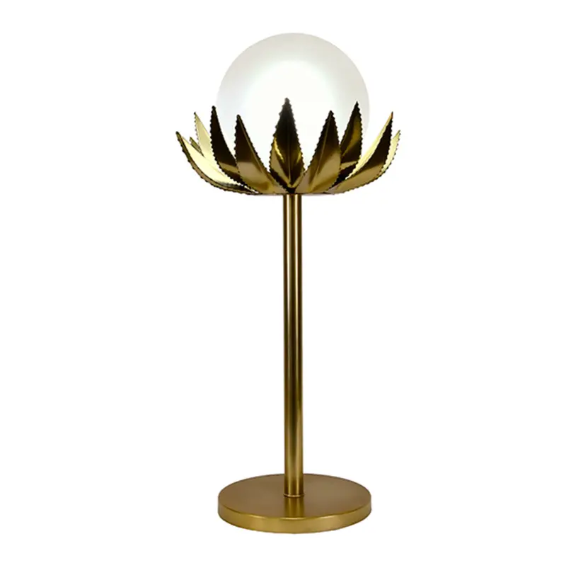 Moxie Palm Leaf Uplight Brass & Glass Globe Table Lamp 1
