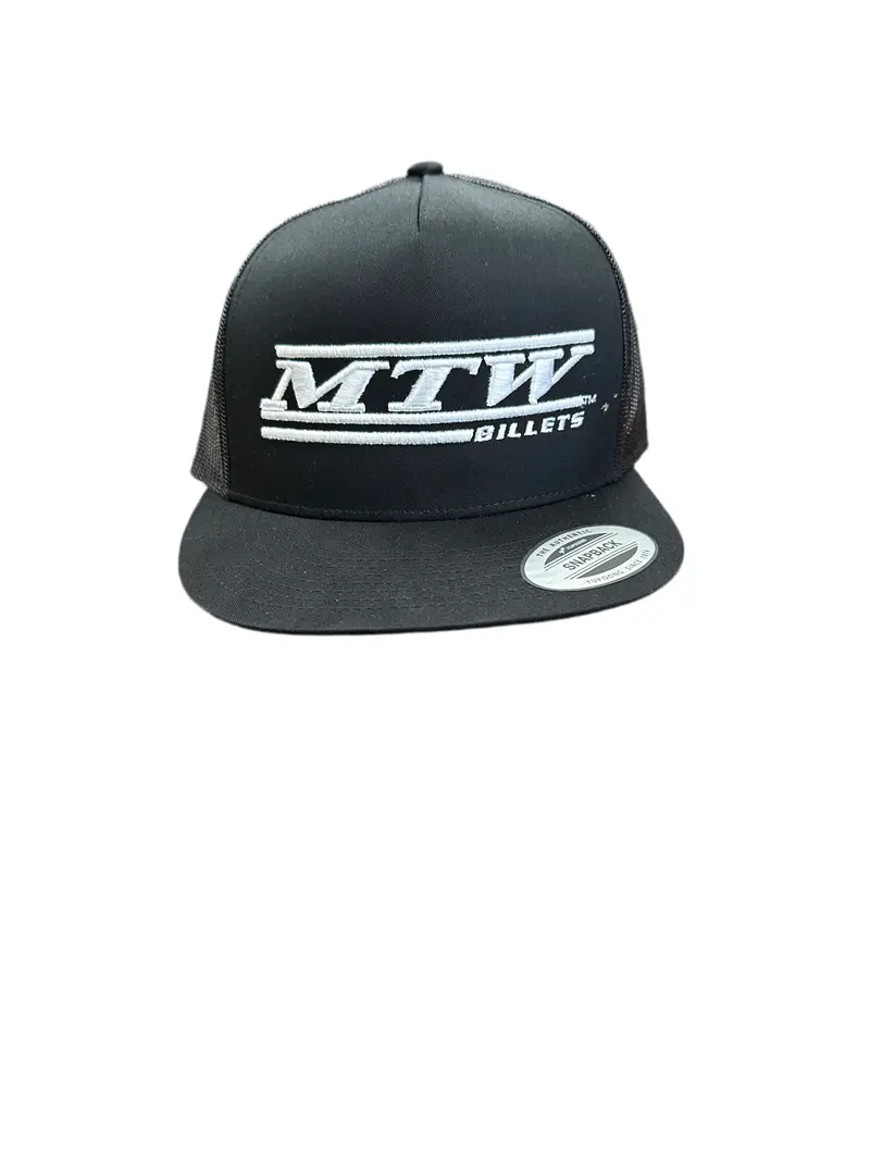 Mtw Billets High-Profile 5-Panel Flat Visor Snapback Trucker Hat | Yp Classics Yupoong | Black With White Letters 1
