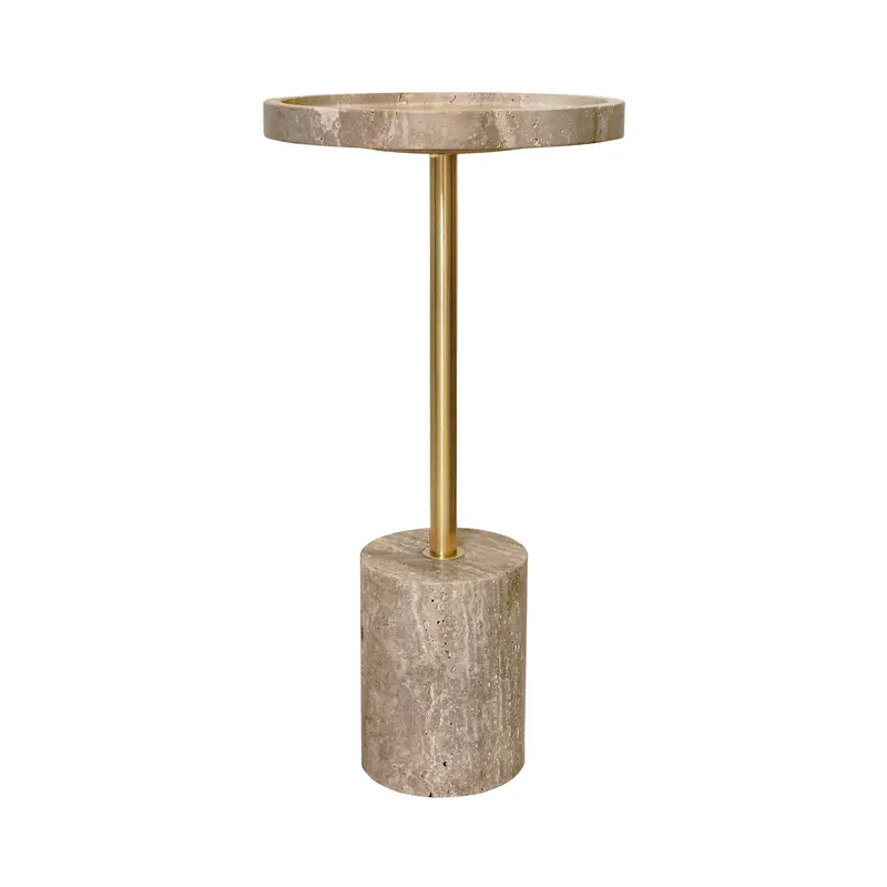 Natalia Travertine & Stainless Steel Side Table 1