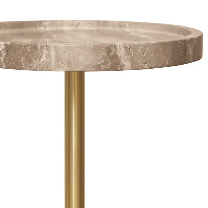 Natalia Travertine & Stainless Steel Side Table 2