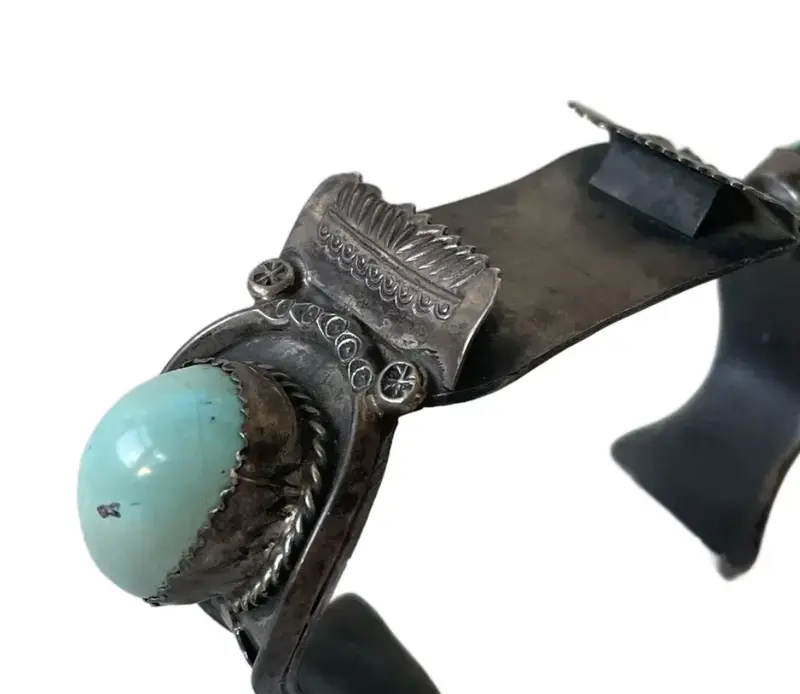 Native American Sterling Silver And Turquoise Watch Band Cuff Bracelet 1