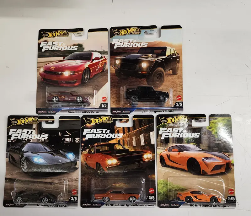 New!!  Complete 5 Car Set Case L * 2025 Hot Wheels Fast & Furious Koenigsegg, Roadrunner 1