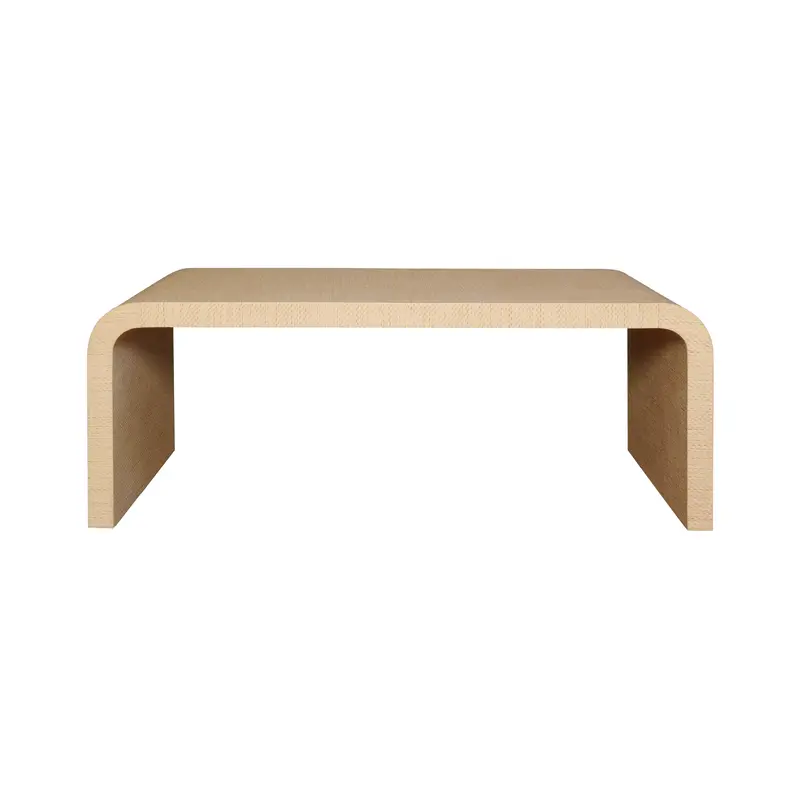 Newbury Waterfall Edge Natural Grasscloth Coffee Table 1