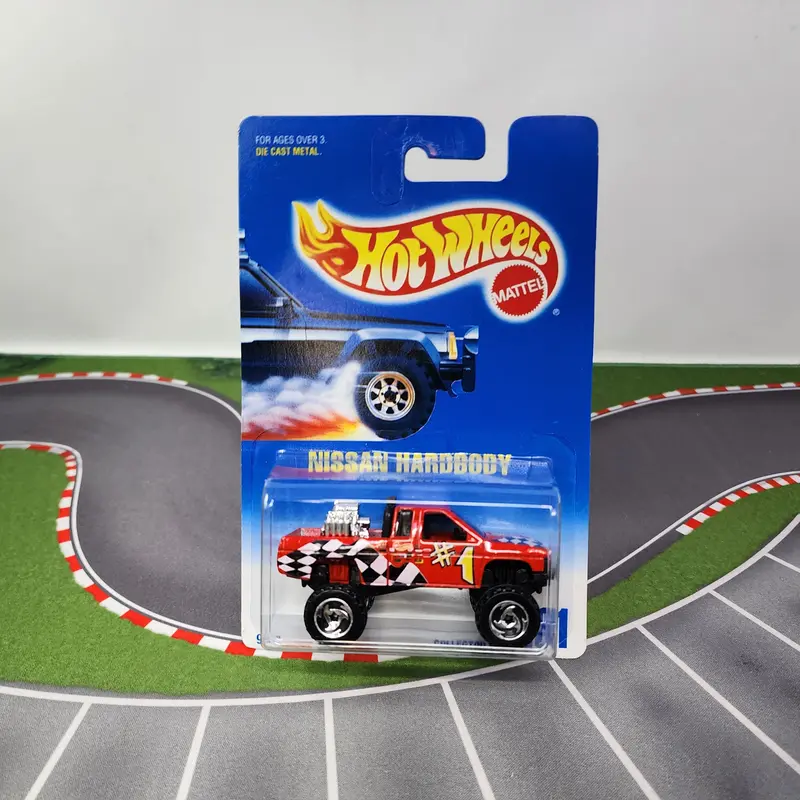 Nissan Hardbody #131 * Red W/ Razor Rims * Hot Wheels Blue Card 1