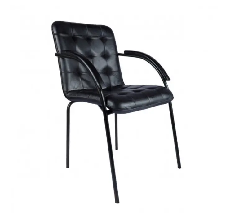 Norwalk Distressed Black Leather & Iron Armchair - Matthew Izzo Collection 1