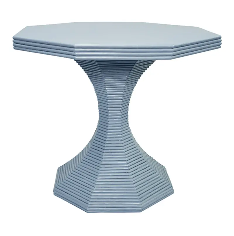 Octavia 36" Octagonal Light Blue Rattan Feature Table 1