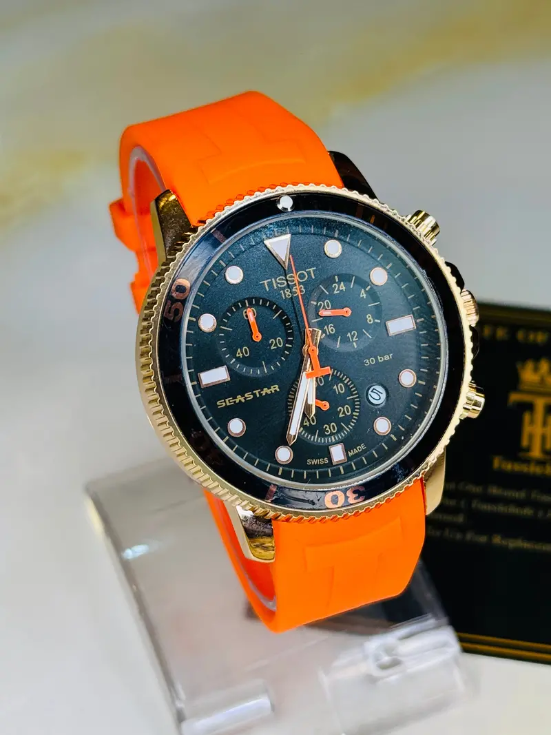 Orange Tissot Sea Star Chronograph Watch 1