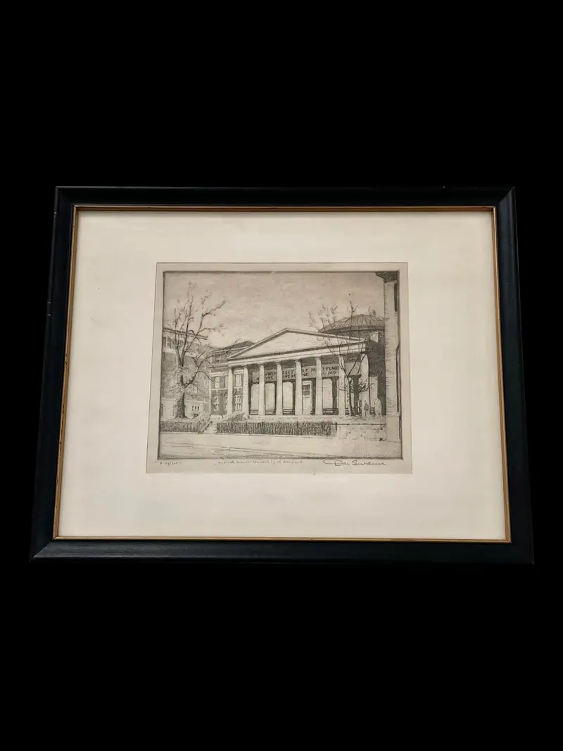 Original Don Swann Etching "Law School U. Of Maryland' Limited Edition 1