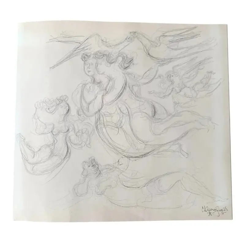 Original Pencil Drawing By Chaim Gross 1
