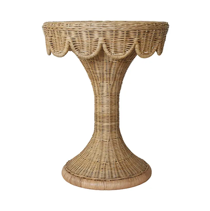Orla Round Rattan Pedestal Side Table 1