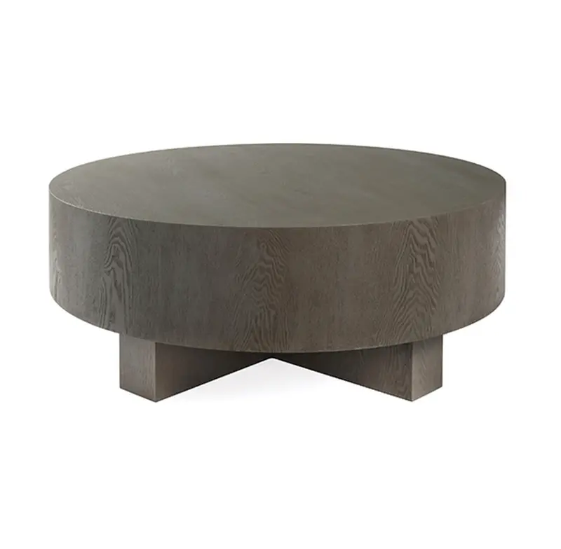Oslo 42" Round Coffee Table - Smoke Grey Oak 1