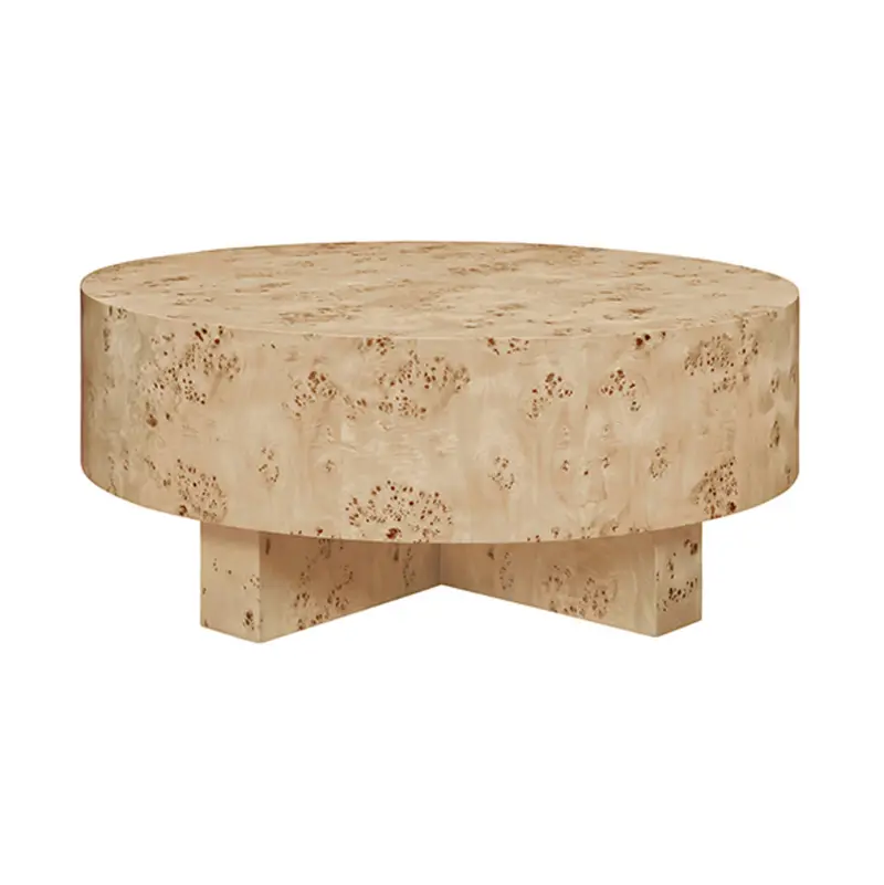 Oslo Light Burlwood Low Round Coffee Table 1