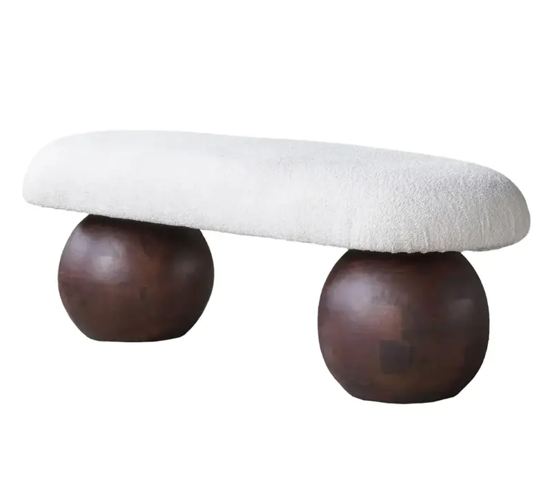 Oval Surf Wood & Upolstered Bench - Matthew Izzo Collection 1