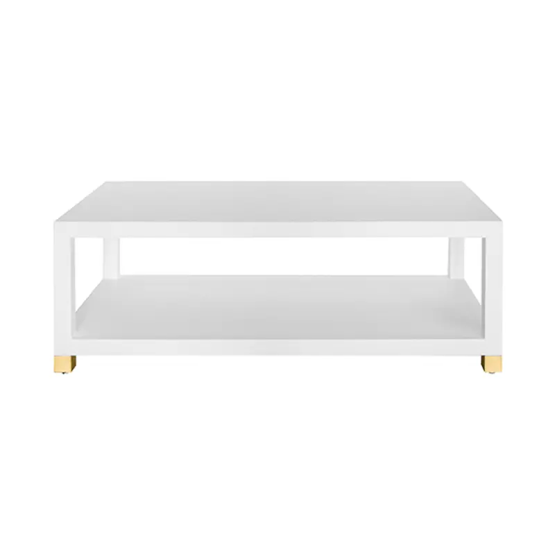Patricia Two Tier Coffee Table - Matte White Lacquer & Brass 1