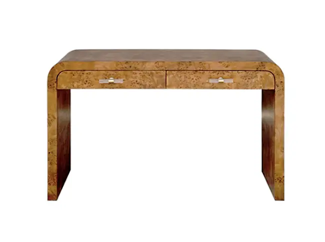 Petra Waterfall Edge Two Drawer Desk - Light Or Dark Burlwood 2