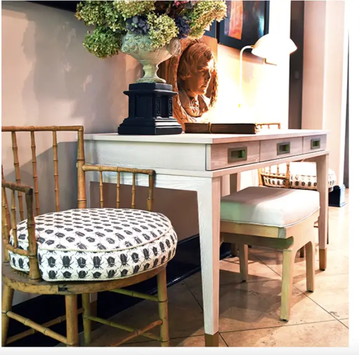 Plato Cerused Oak & Brass Three Drawer Desk 2